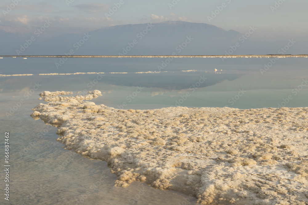 Landscape view of the Dead Sea coastline. Dead Sea, Israel.