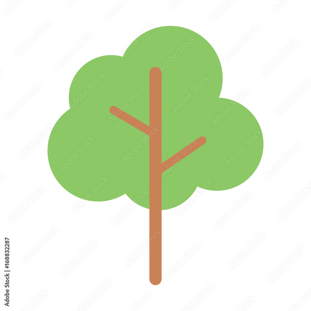 用于自然应用程序和网站的简单卡通树/植物平面矢量颜色图标