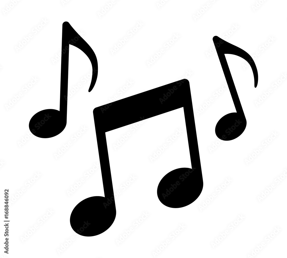 音乐应用程序和网站的音乐音符、歌曲、旋律或曲调平面矢量图标