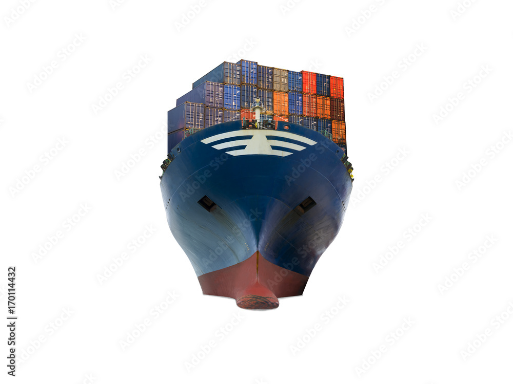 ship with container vessel go to international terminal port with throughput Capacity import export 