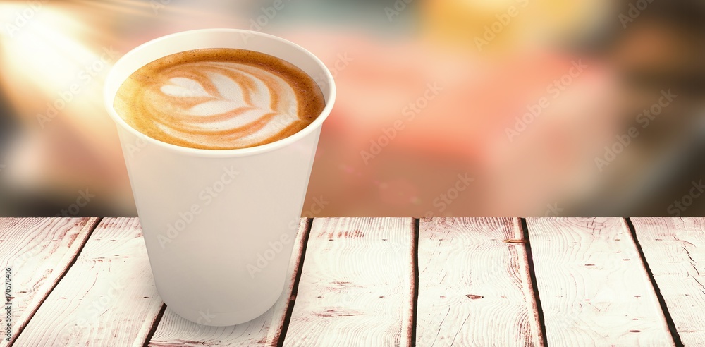 白底白杯上咖啡的合成图像