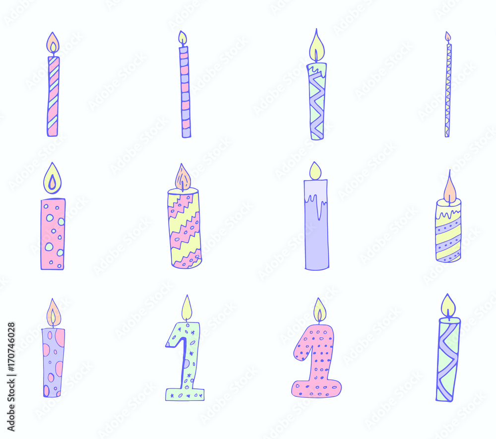 各种一年生日蜡烛矢量套装/各种一年生蜡烛矢量套装agai