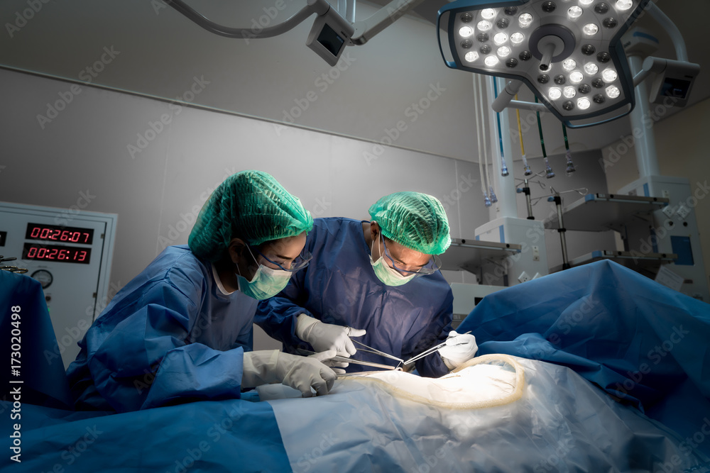 h外科静脉血管外科诊所手术室的亚洲医生和助理