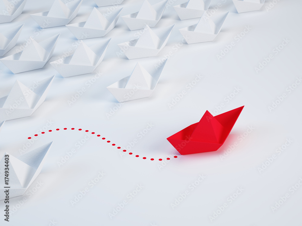 商业解决方案，创新独特理念-纸船一组，红船不同w