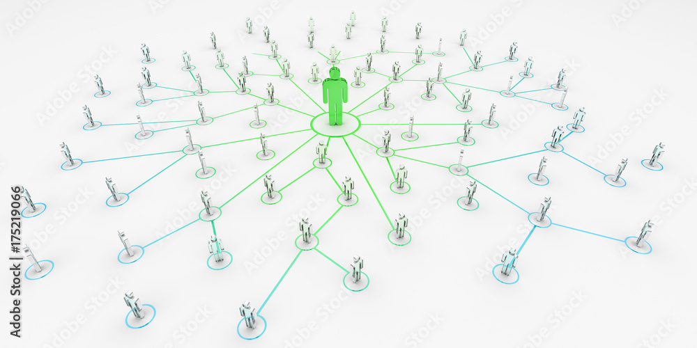 Leader connecting a group of people 3D rendering