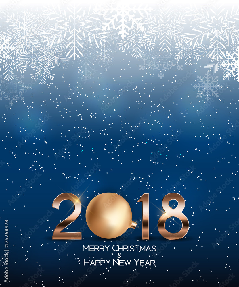 抽象美圣诞节和2018新年背景。矢量插图