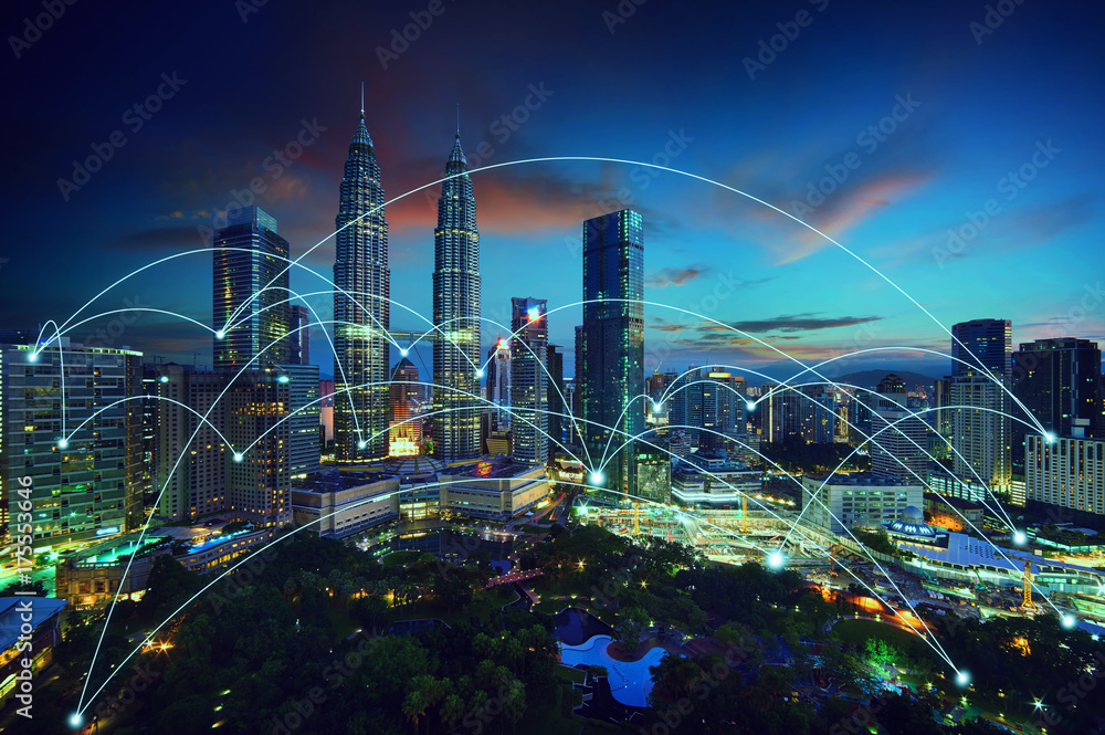城市景观和网络连接概念
