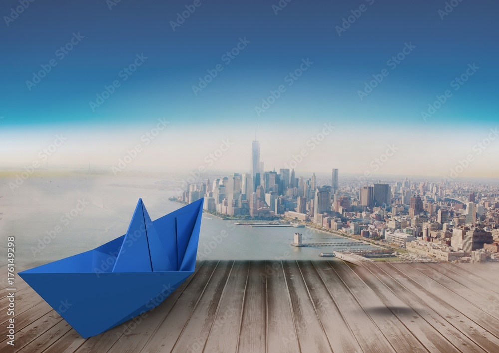 城市上空的纸船
