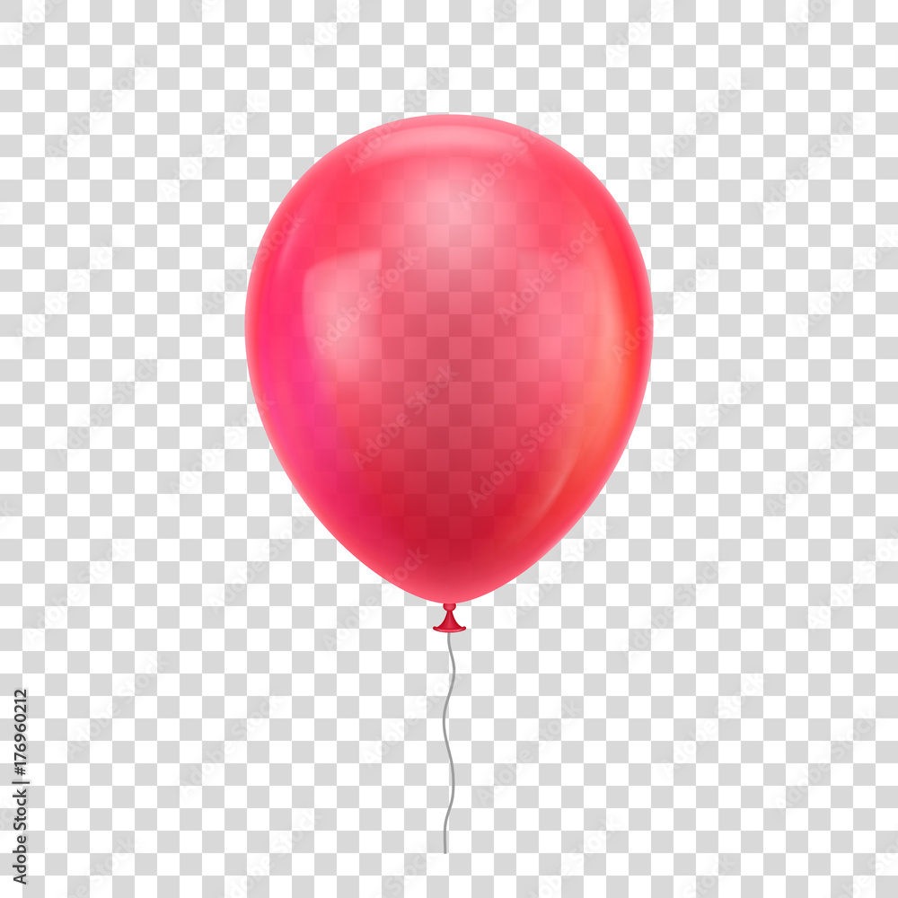 红色逼真气球。设计师和插画师在透明背景上隔离的红色球。