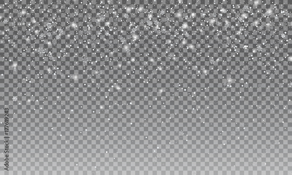 原始的雪。Vector透明的雪背景。圣诞和新年装饰