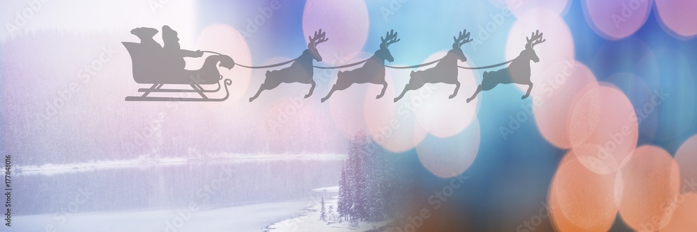 圣诞老人雪橇和驯鹿的闪光过渡