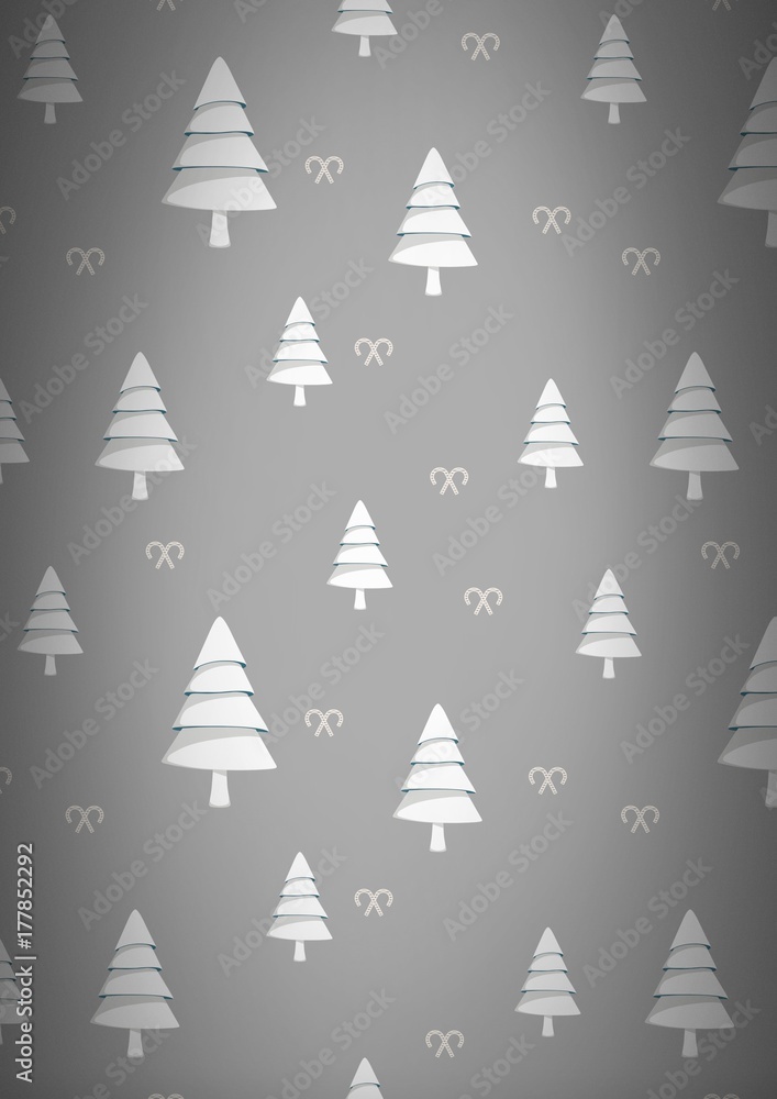 灰色背景上的圣诞树图案