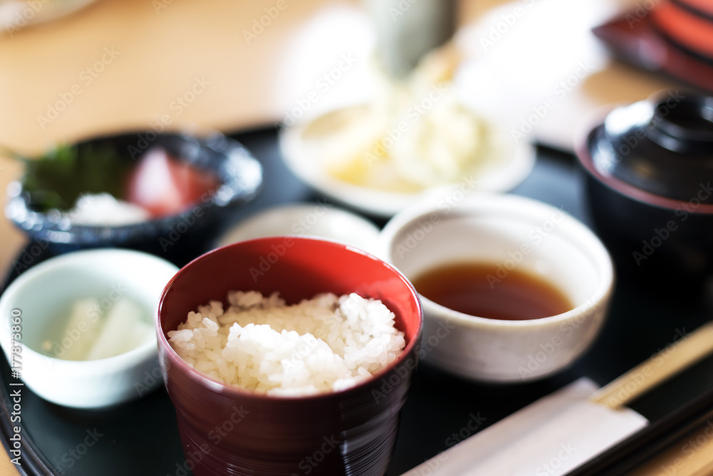 tasty japanese food on table