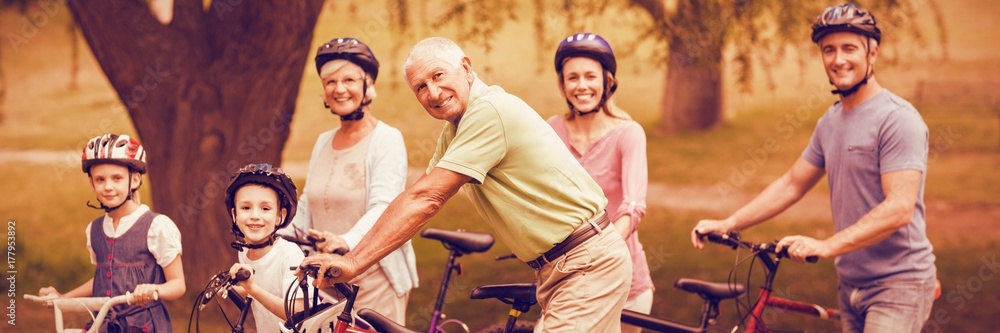 骑自行车的幸福家庭画像