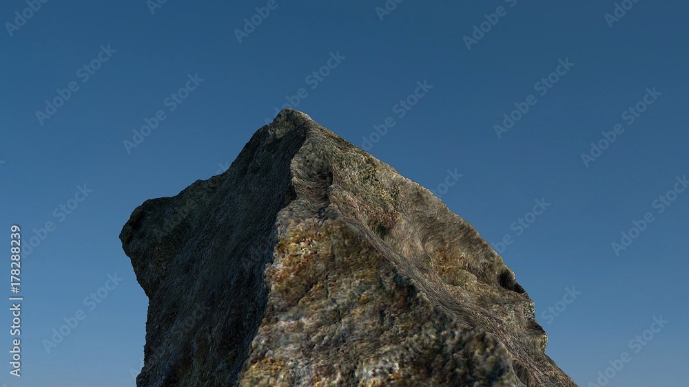 蓝天前的岩石/山脉。3D渲染2。
