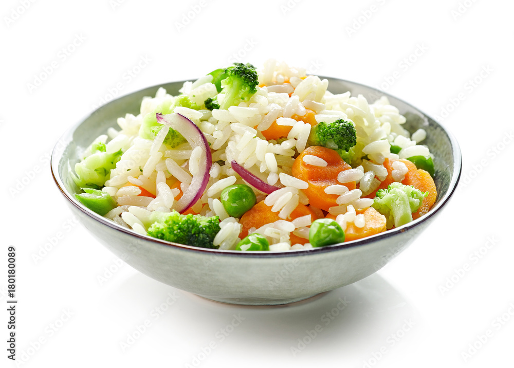 一碗米饭和蔬菜