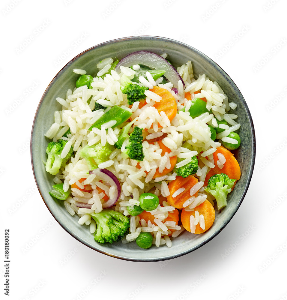 一碗米饭和蔬菜