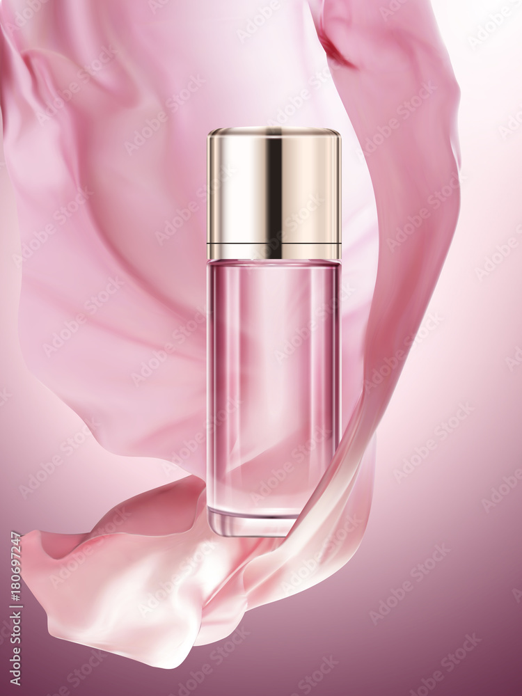 粉红色化妆品瓶实物模型