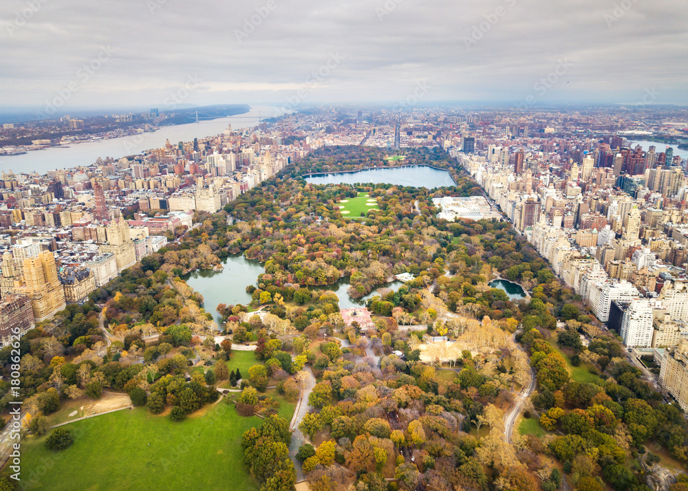 中央公园曼哈顿全景鸟瞰图