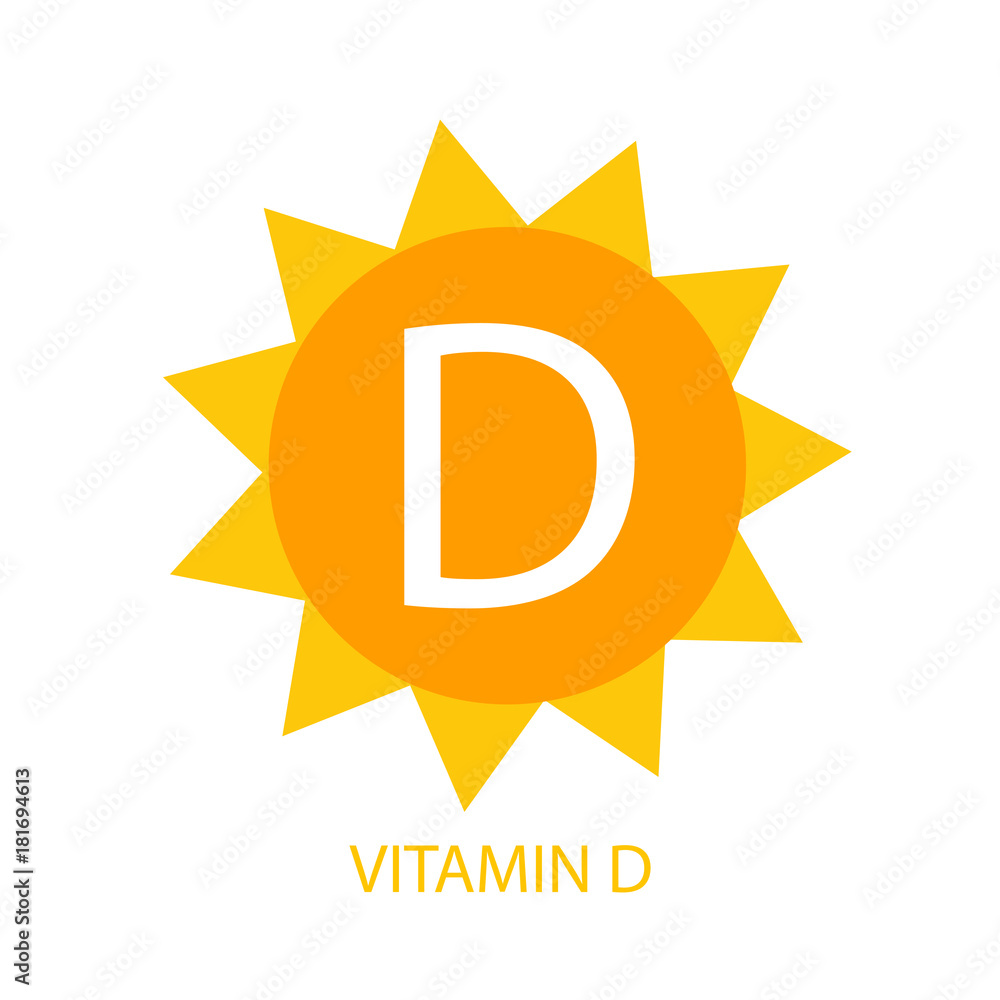 维生素D图标与太阳矢量插图