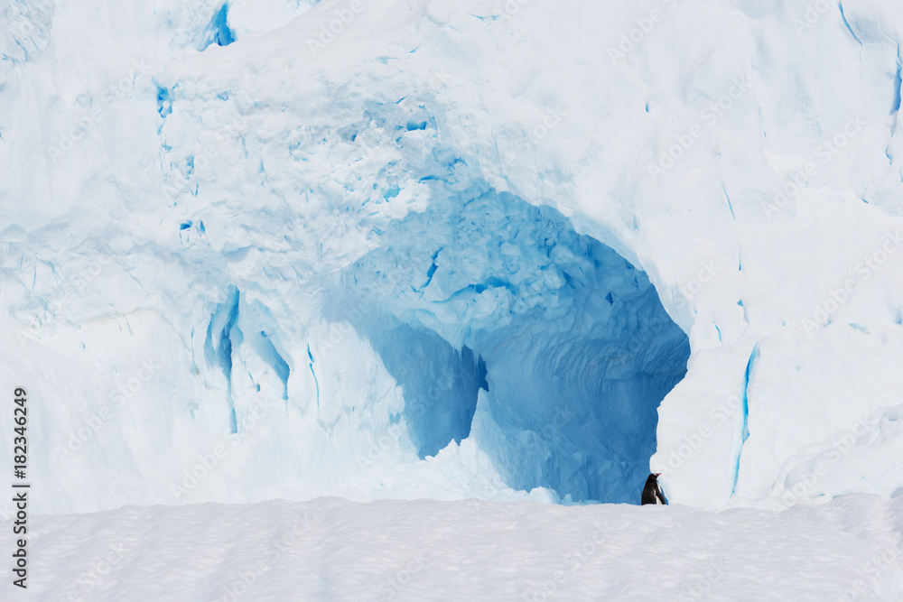 美丽的白色冰山，南极有企鹅