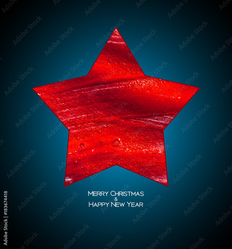 Merry Christmas and New Year Background with Christmas Star. Vector Illustration