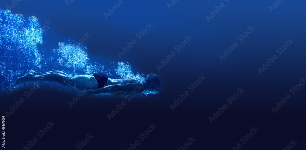 Man swimming in blue water