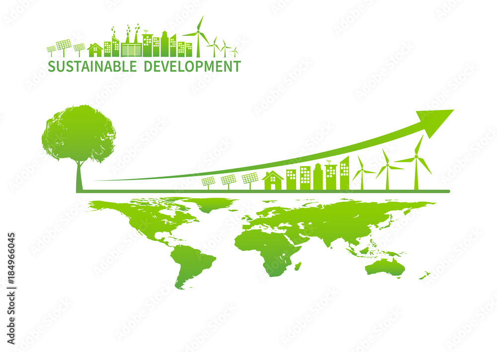 Sustainable development concept with growth chart for business presentation, Vector illustration
