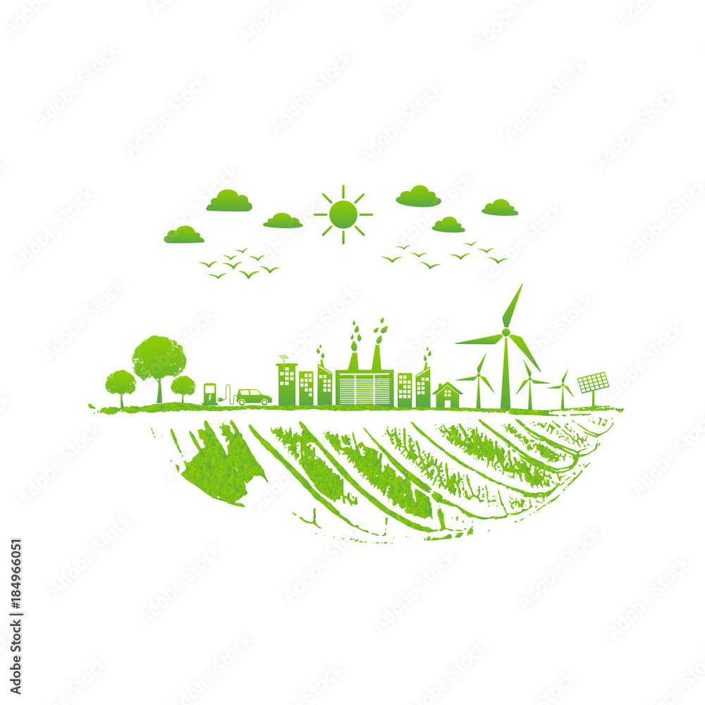 绿色城市和生态友好，矢量插图