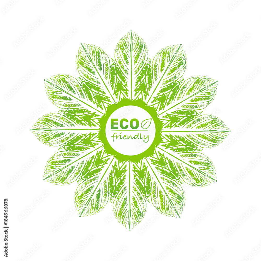 绿色环保标志，矢量插图