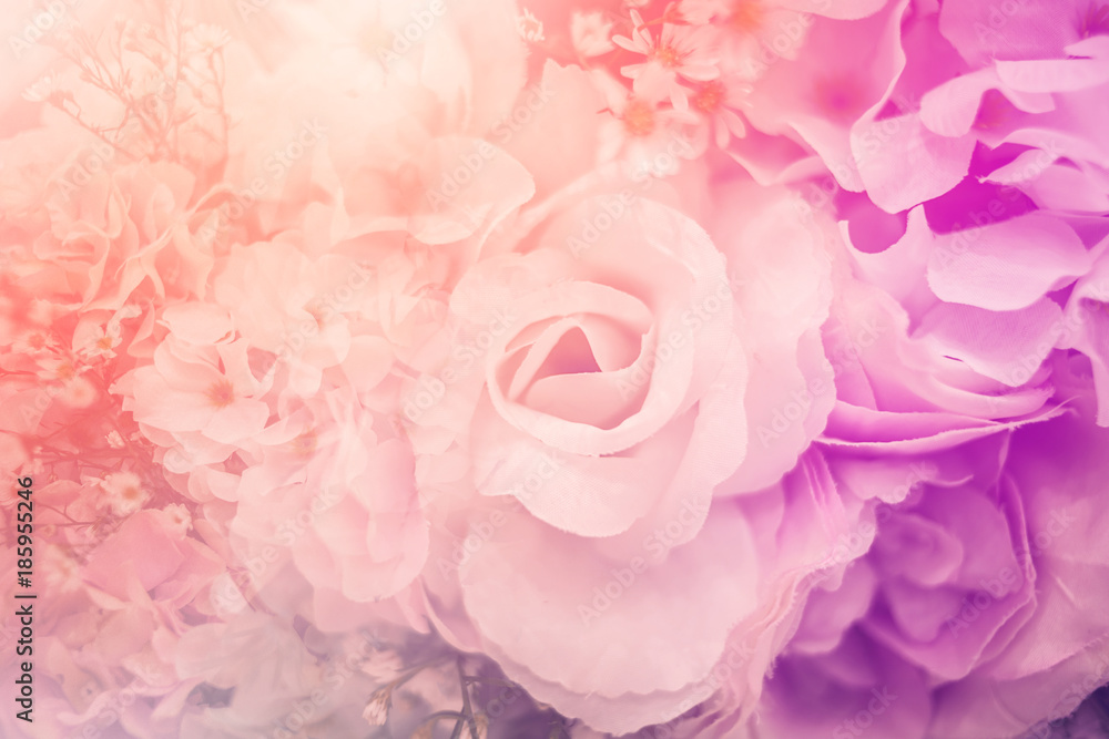 甜美抽象的浪漫花朵背景，滤色效果爱情概念