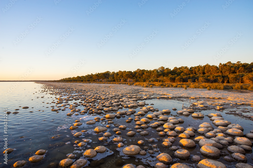 Twilight at the Thrombolites at Lake Clifton in the Peel Region, south of Perth, Western Australia.