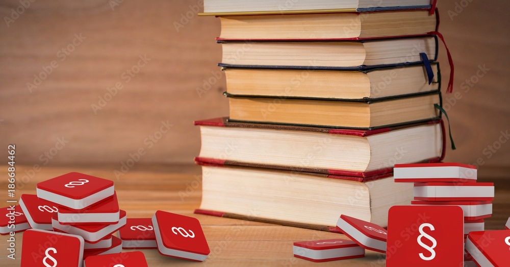 3D Section symbol icons and stack of books