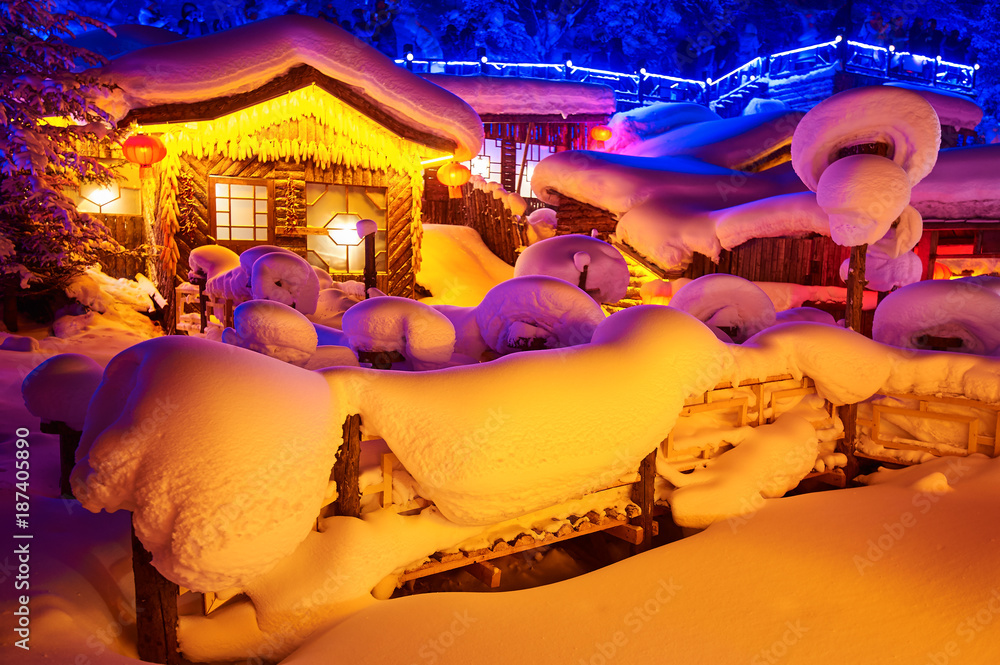 中国雪城夜景