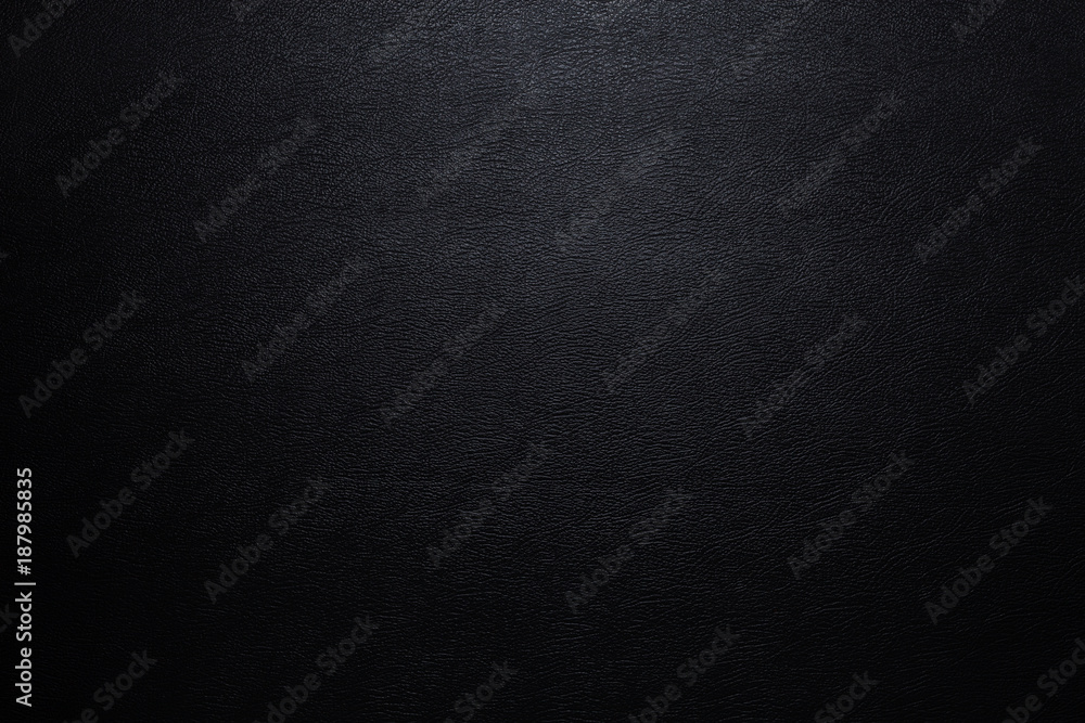 特写豪华黑色皮革纹理表面，为背景和文本留出空间。