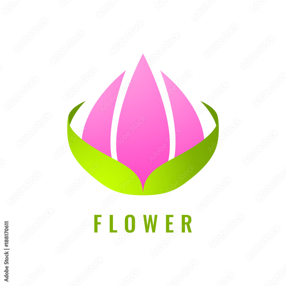 Abstract stylized flower logo design template. Yoga and spa beauty studio concept logotype vector is