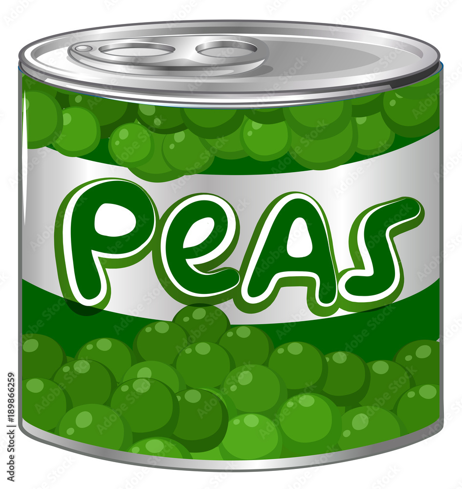 Fresh peas in aluminum can