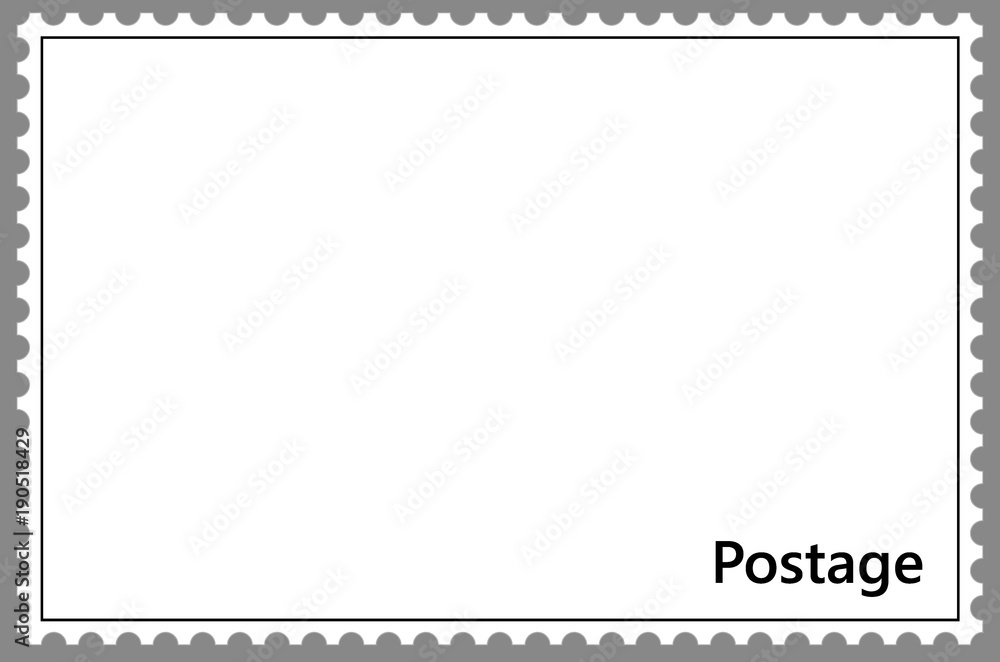 框架简单穿孔邮票模板。矢量插图。可用于海报