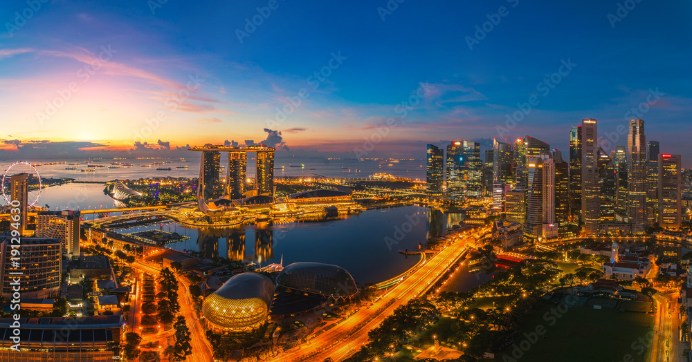 Singapore city and sunrise