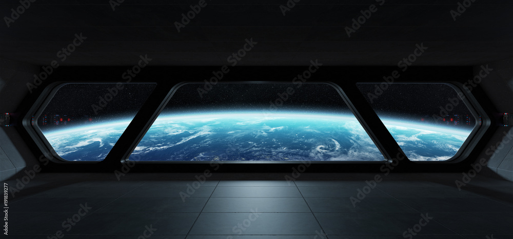 太空船未来主义内饰，可俯瞰地球