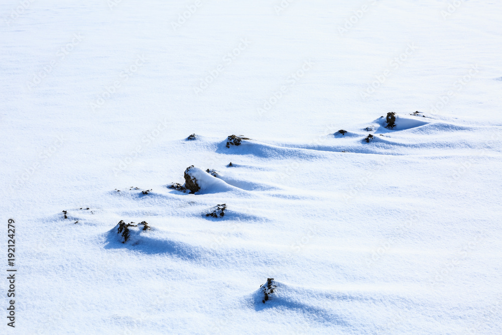 白雪和地面裸露的土壤背景