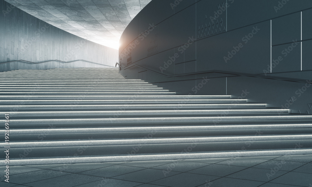Concrete stairs with sunlight