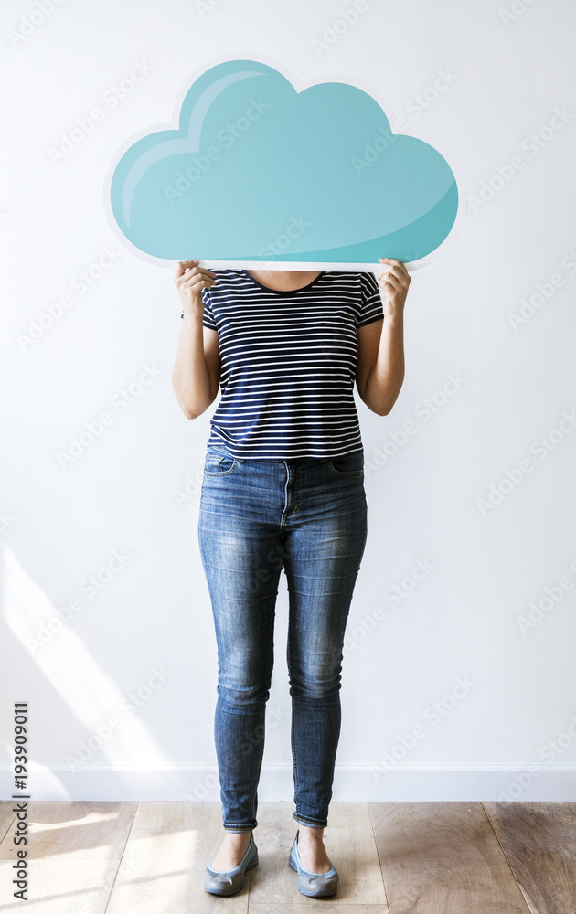Woman with cloud network