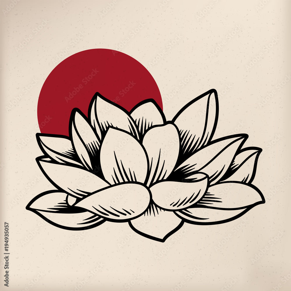 日本风格的莲花图标插图