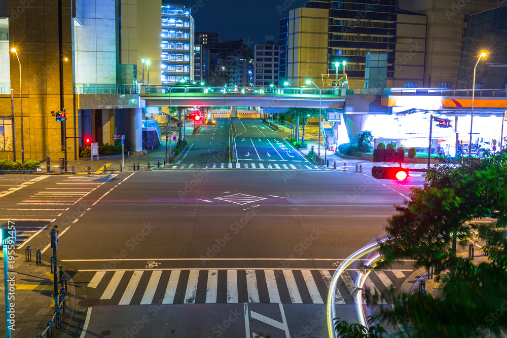 日本横滨市夜晚的城市景观