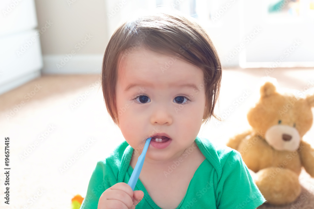 一岁幼童刷牙