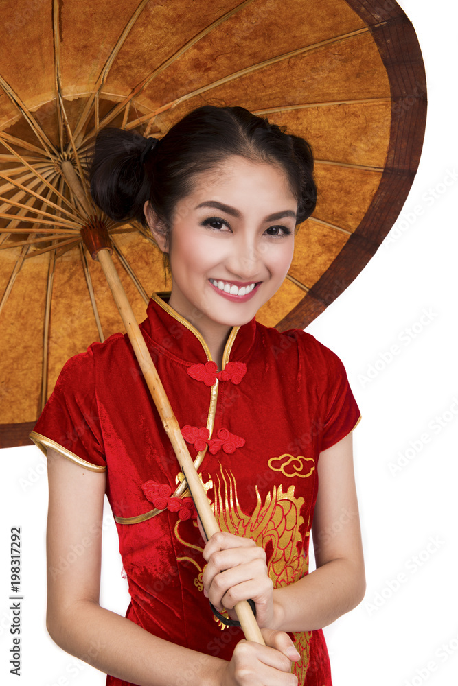 中国老伞女模特