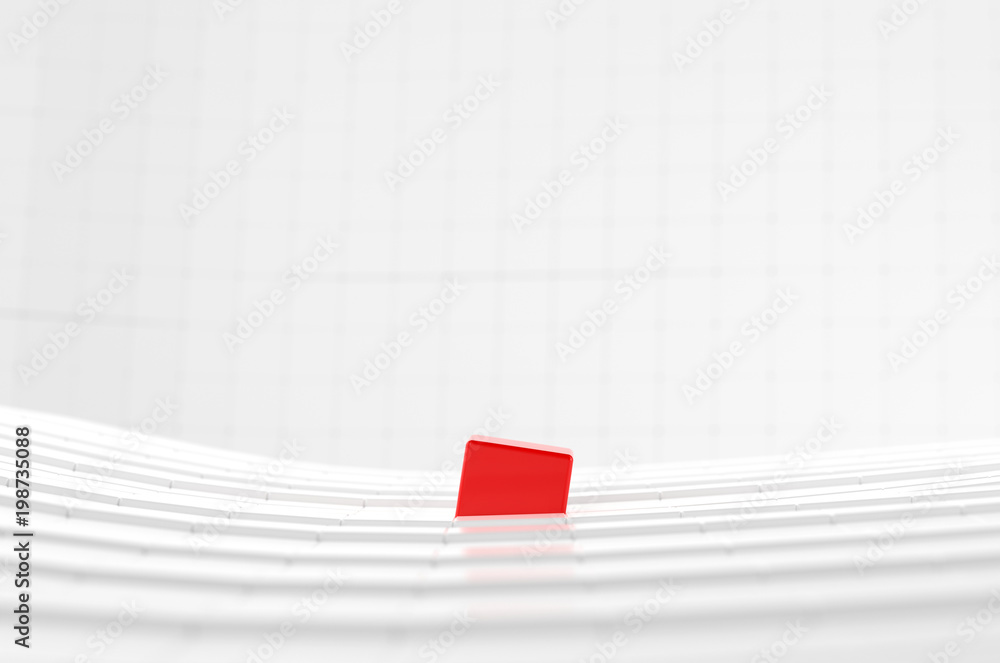抽象内容红色和白色块与对比思想背景，3d