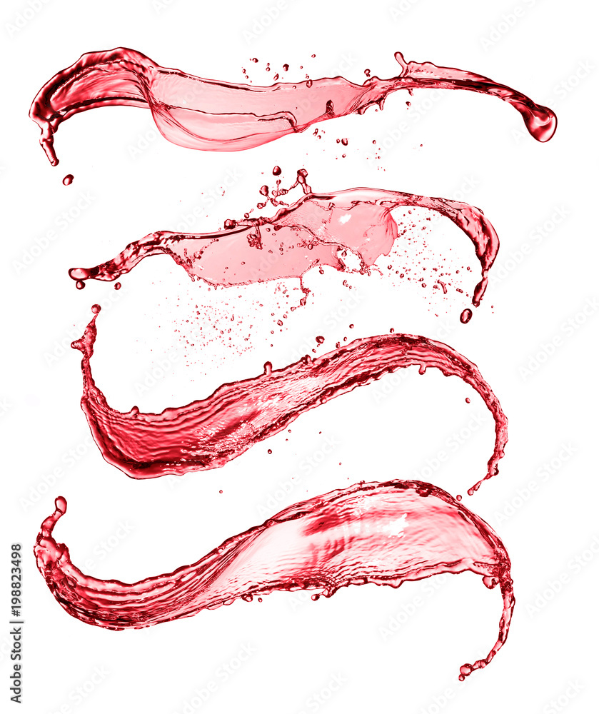 红葡萄酒抽象在白色背景上飞溅形状