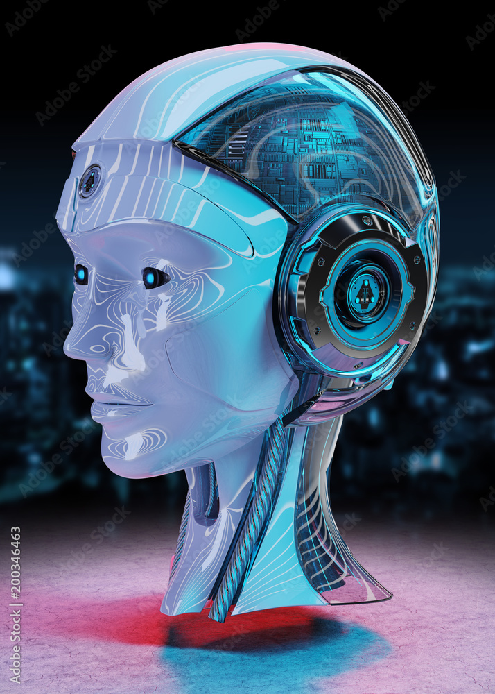 机器人头部人工智能3D渲染